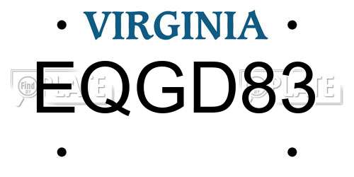 EQGD83 Virginia License Plate