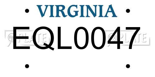 EQL0047 Virginia License Plate
