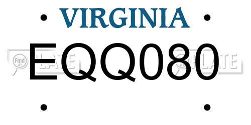 EQQ080 Virginia License Plate