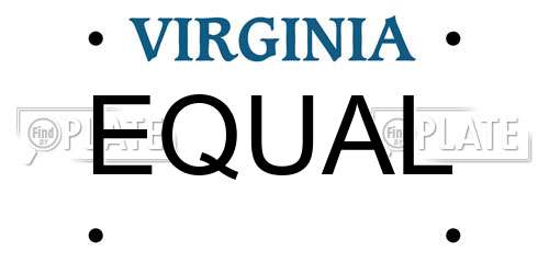 EQUAL Virginia License Plate
