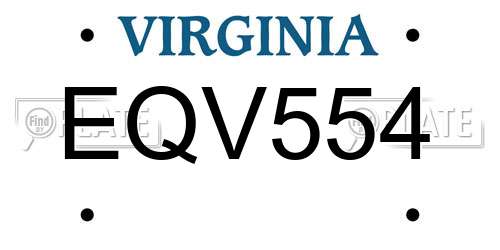 EQV554 Virginia License Plate