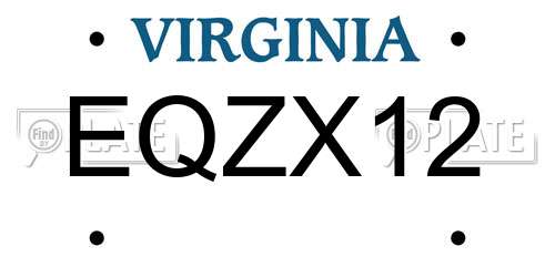 EQZX12 Virginia License Plate