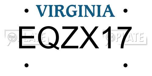 EQZX17 Virginia License Plate
