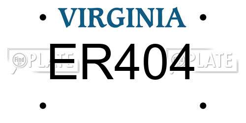 ER404 Virginia License Plate