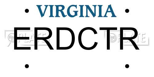 ERDCTR Virginia License Plate