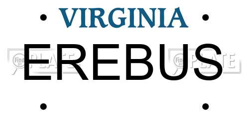 EREBUS Virginia License Plate