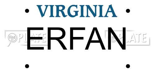 ERFAN Virginia License Plate