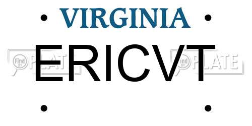 ERICVT Virginia License Plate