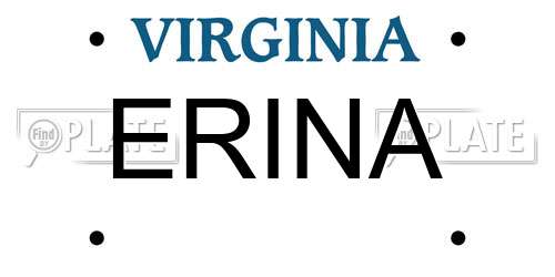 ERINA Virginia License Plate