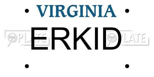 ERKID Virginia License Plate