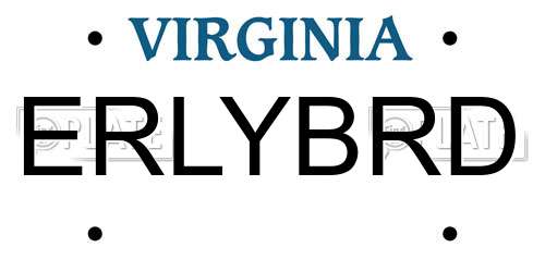 ERLYBRD Virginia License Plate