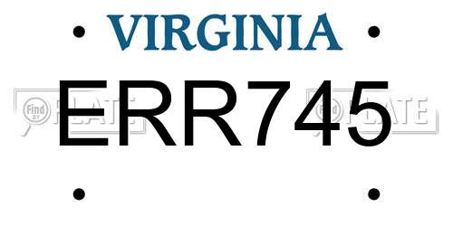 ERR745 Virginia License Plate