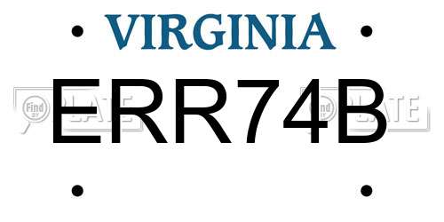 ERR74B Virginia License Plate