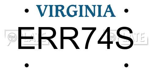 ERR74S Virginia License Plate
