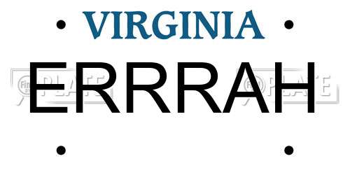 ERRRAH Virginia License Plate