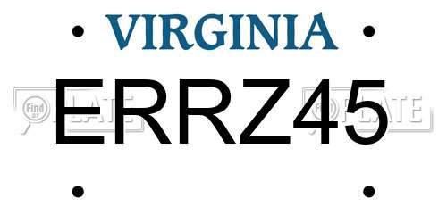 ERRZ45 Virginia License Plate