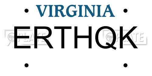 ERTHQK Virginia License Plate