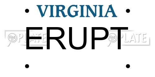 ERUPT Virginia License Plate
