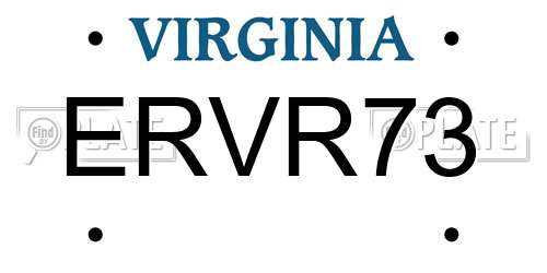 ERVR73 Virginia License Plate