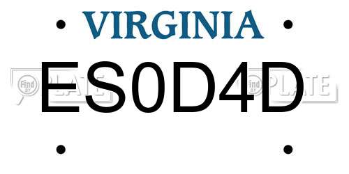 ES0D4D Virginia License Plate