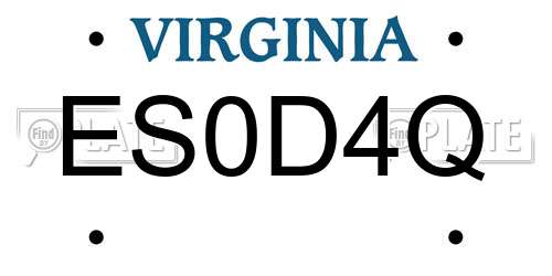 ES0D4Q Virginia License Plate