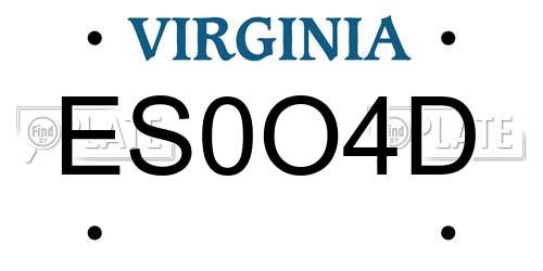 ES0O4D Virginia License Plate