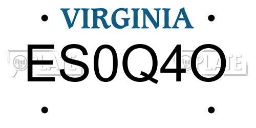 ES0Q4O Virginia License Plate