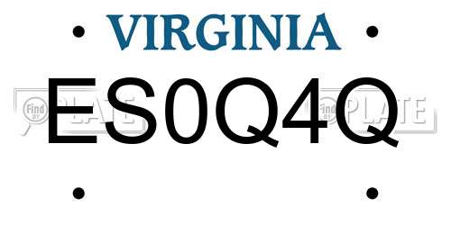 ES0Q4Q Virginia License Plate