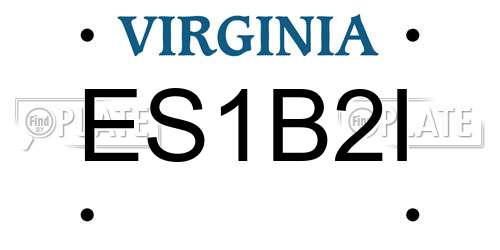 ES1B2I Virginia License Plate