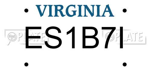 ES1B7I Virginia License Plate