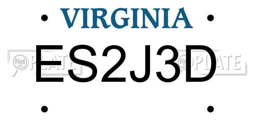 ES2J3D Virginia License Plate