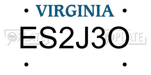 ES2J3O Virginia License Plate