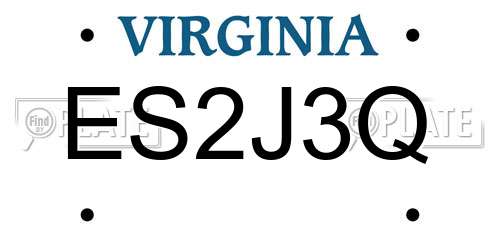 ES2J3Q Virginia License Plate