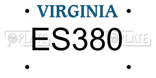 ES380 Virginia License Plate