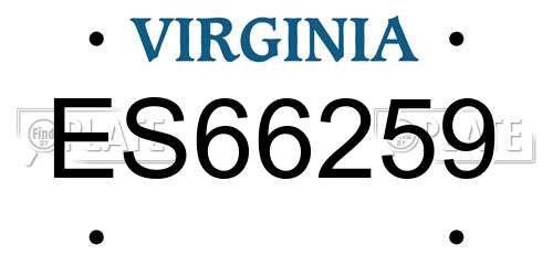 ES66259 Virginia License Plate
