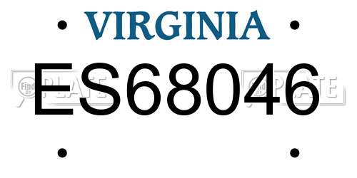 ES68046 Virginia License Plate
