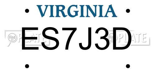 ES7J3D Virginia License Plate