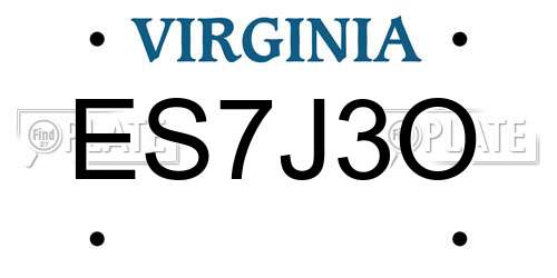 ES7J3O Virginia License Plate