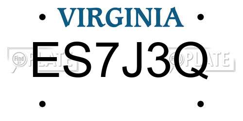 ES7J3Q Virginia License Plate