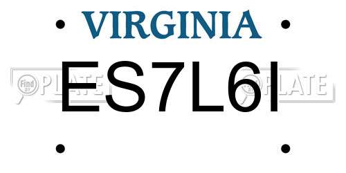 ES7L6I Virginia License Plate