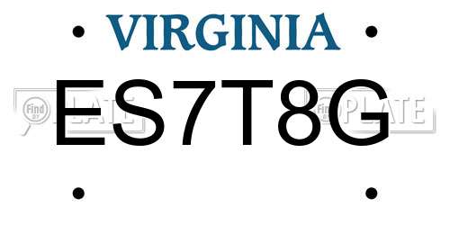 ES7T8G Virginia License Plate