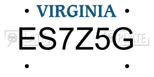 ES7Z5G Virginia License Plate