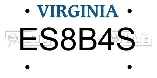 ES8B4S Virginia License Plate