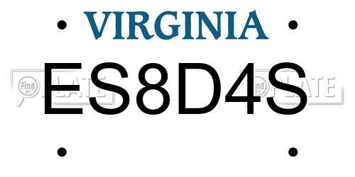 ES8D4S Virginia License Plate