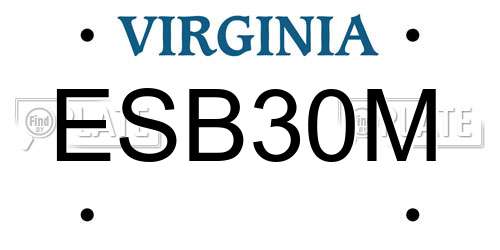 ESB30M Virginia License Plate