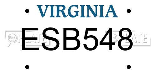 ESB548 Virginia License Plate