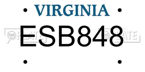 ESB848 Virginia License Plate