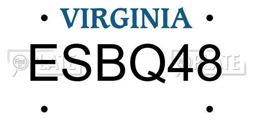 ESBQ48 Virginia License Plate