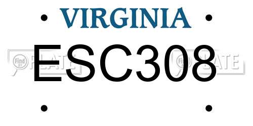 ESC308 Virginia License Plate