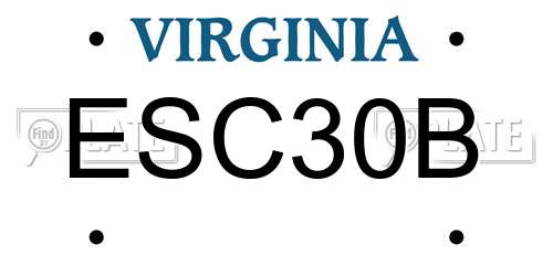 ESC30B Virginia License Plate